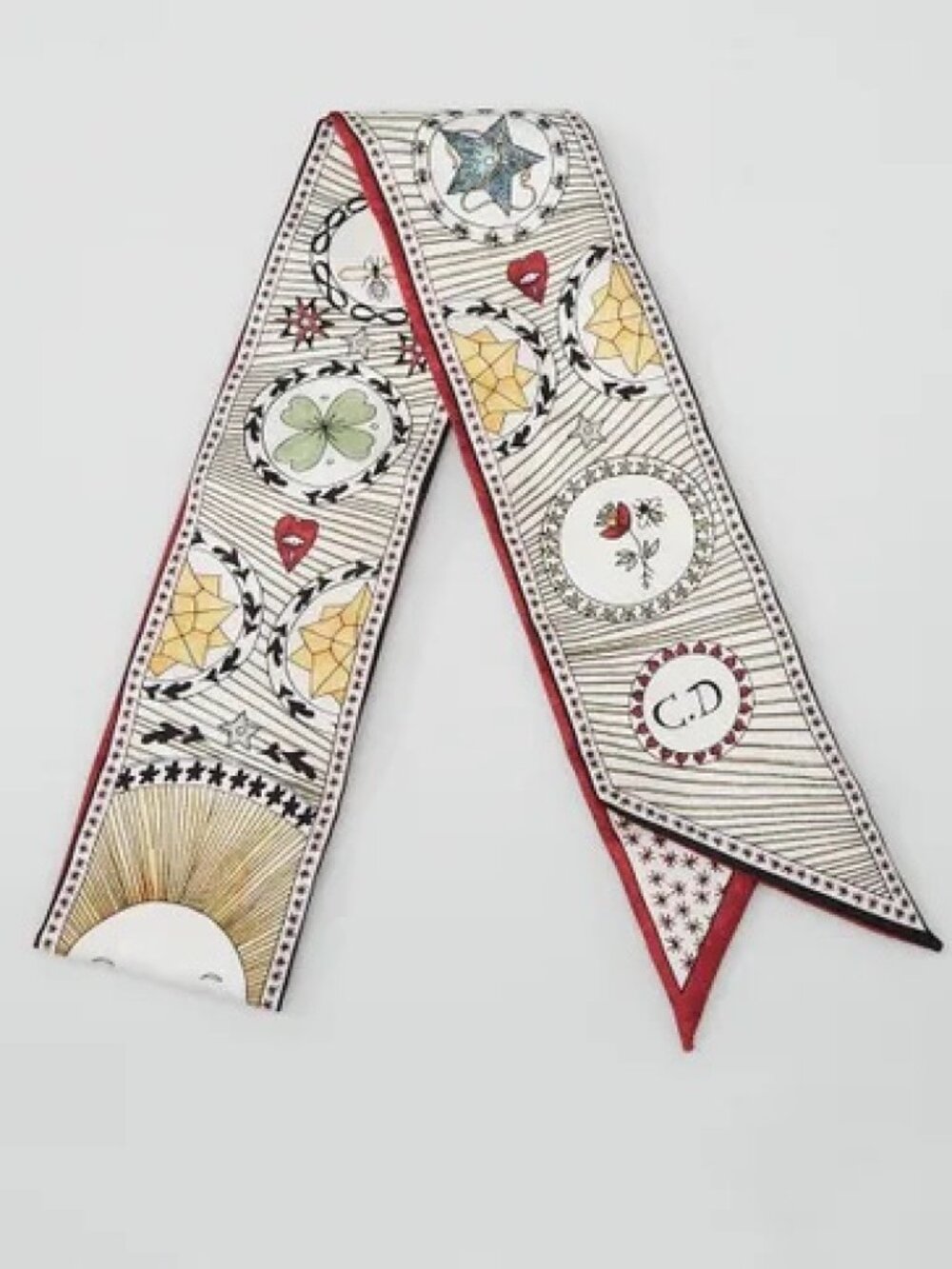 Christian Dior Multicolor Silk Le Soleil Mitzah Twilly Scarf